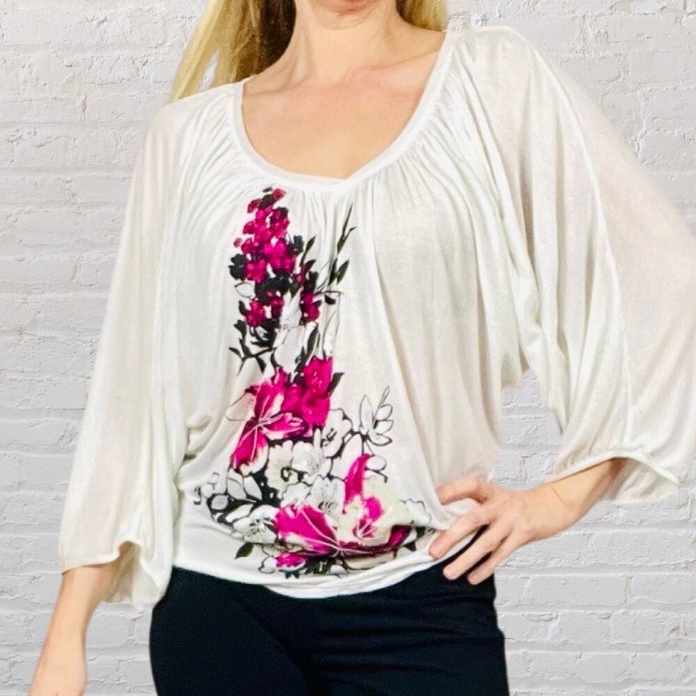 Vintage y2k White House Black Market floral peasant blouse womens s